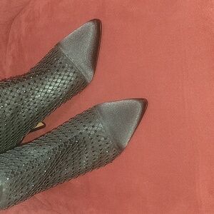 J.Renee Black Mesh Heeled Boots